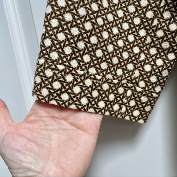 Talbots Rattan Cane Print 100% Cotton Fully Lined Button Up Jacket Office Work - Picture 2 of 12